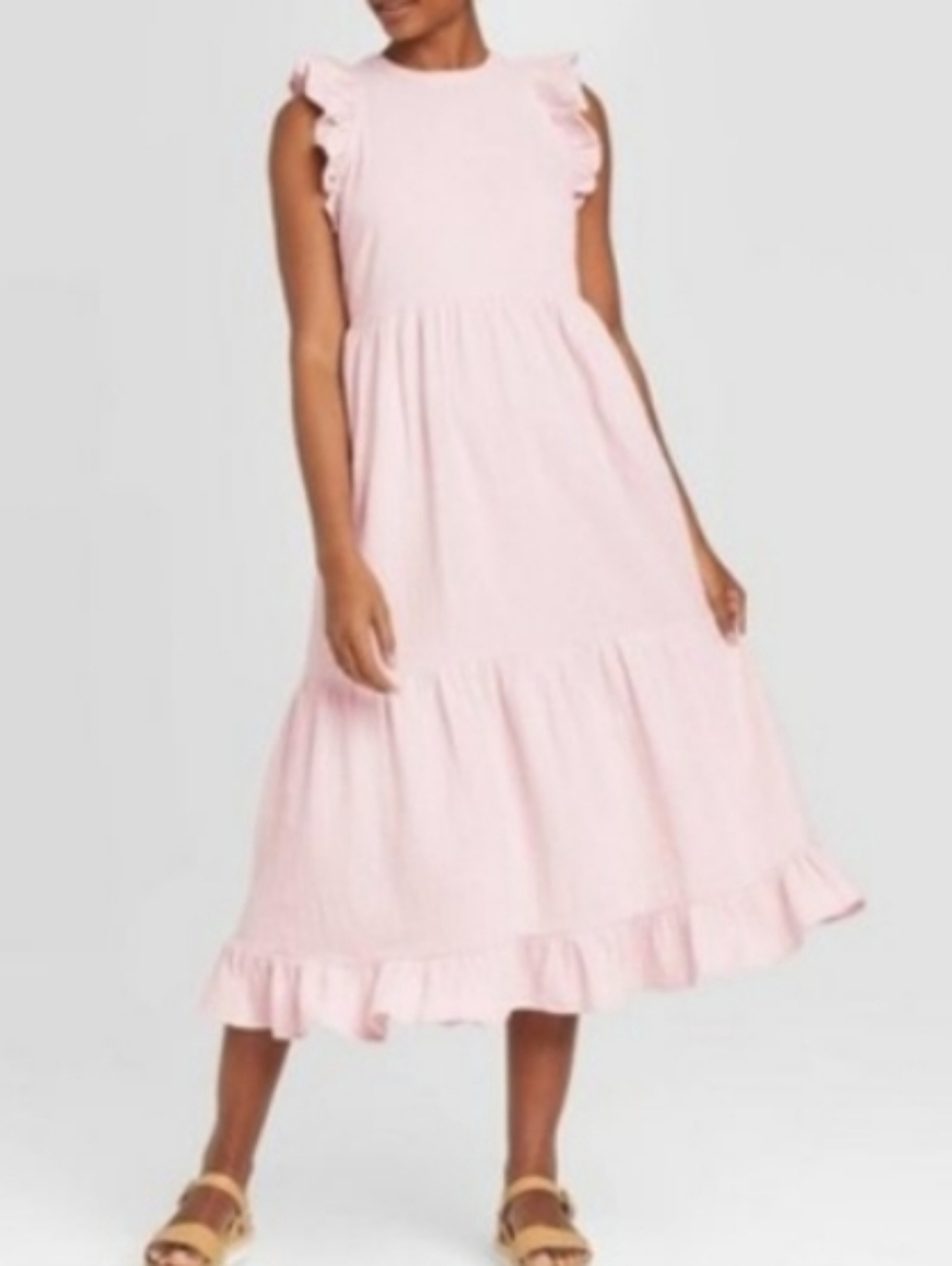 White Cotton Gauze muslin flutter sleeve dress